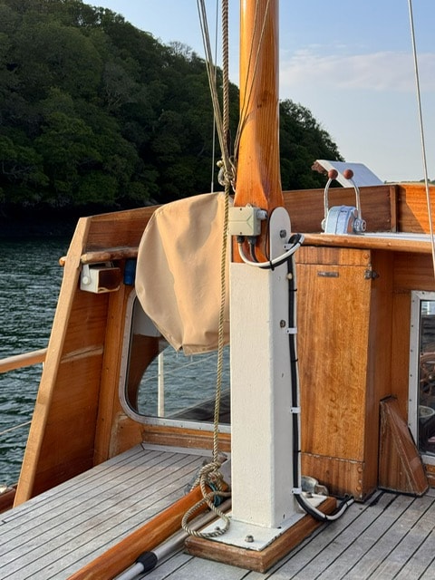 Teak deck and mast detail