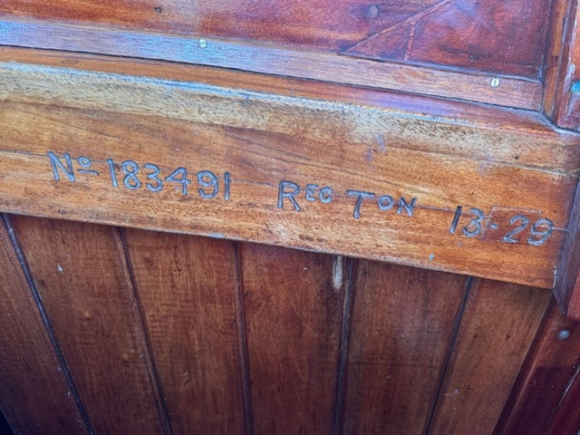 Official registration plate No. 183491, Reg Ton 13.29